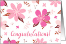 Congratulations with Pink and White Pretty Flower Pattern card