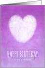 Happy Birthday to my Girlfriend Pink and White Cloud Heart card