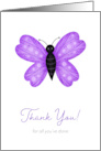 Thank You with Cute Black Purple Butterfly on Minimal White Background card