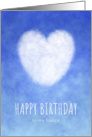 Happy Birthday to my Fianc with White Heart on Blue Sky Background card