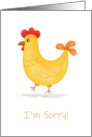 I’m Sorry Lighthearted Apology Design with Cute Chicken Cartoon card
