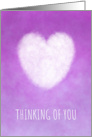 Thinking of You with White Cloud Heart on Soft Pink Background card