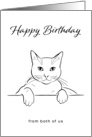 From Both of Us Birthday with Minimalist Monochrome Cat Line Drawing card