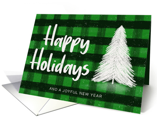 Green Buffalo Check Plaid Tartan Pattern Happy Holidays... (1592858)