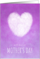 With Love on Mother’s Day with Pink Purple and White Cloud Heart card