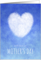 With Love on Mother’s Day with Fluffy White Cloud Heart and Blue Sky card