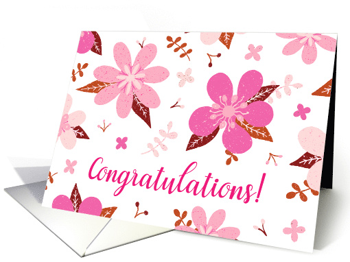 Congratulations with Pink and White Pretty Flower Pattern card