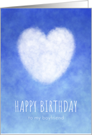 Happy Birthday to my Boyfriend with Love Heart Design in Blue & White card