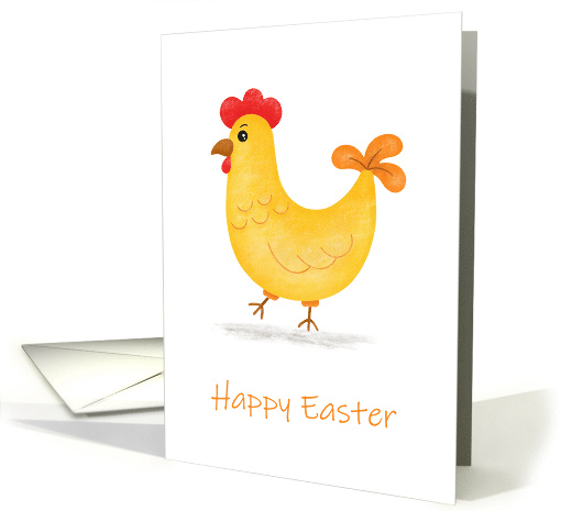 Happy Easter with Cute Chicken Bird Drawing card (1847670)