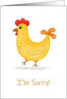 I’m Sorry Lighthearted Apology Design with Cute Chicken Cartoon card
