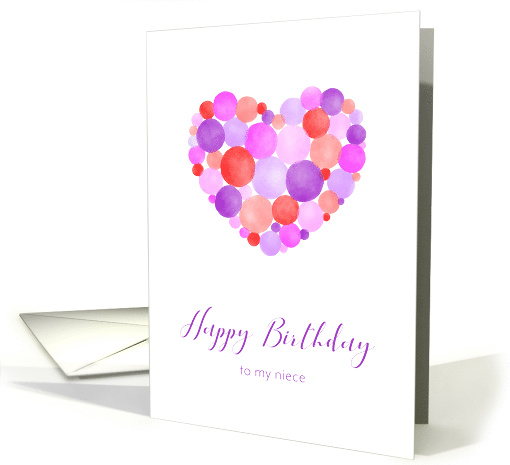 Niece Happy Birthday with Cute Watercolor Heart on White... (1849784)