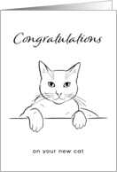 Congratulations on Your New Cat with Black and White Line Drawing card