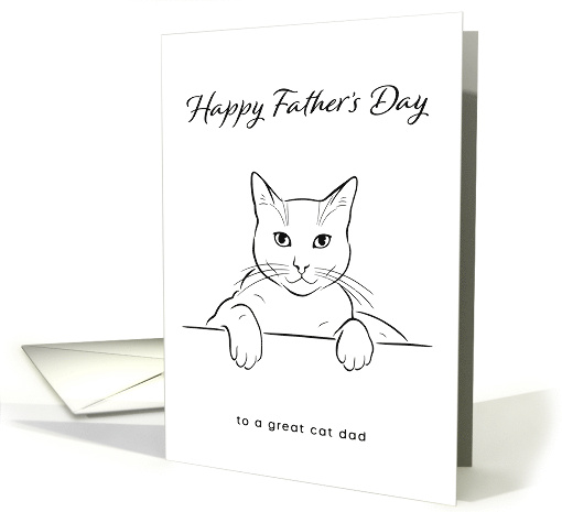 Happy Father's Day to a Great Cat Dad with Minimalist Line Art card