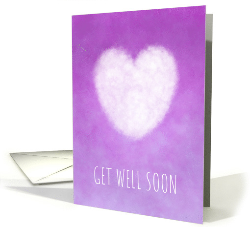 Get Well Soon with White Cloud Heart on Purple Background card