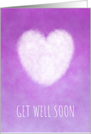Get Well Soon with White Cloud Heart on Purple Background card