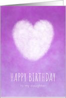 Daughter Happy Birthday with White Cloud Heart on Purple Background card