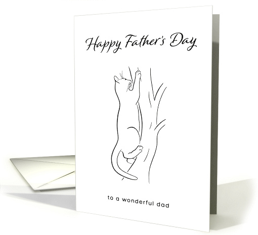 Happy Father's Day Wonderful Dad Minimalist Cat Climbing Tree card