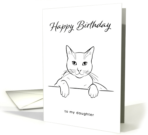 Daughter Happy Birthday Minimalist Modern Black White Cat... (1857648)