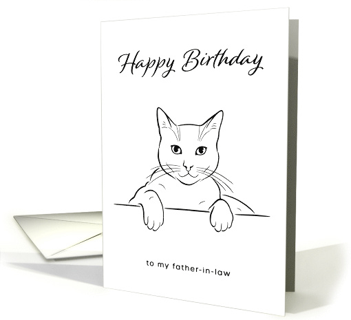 Father in Law Birthday Minimalist Black White Cat Art... (1857650)