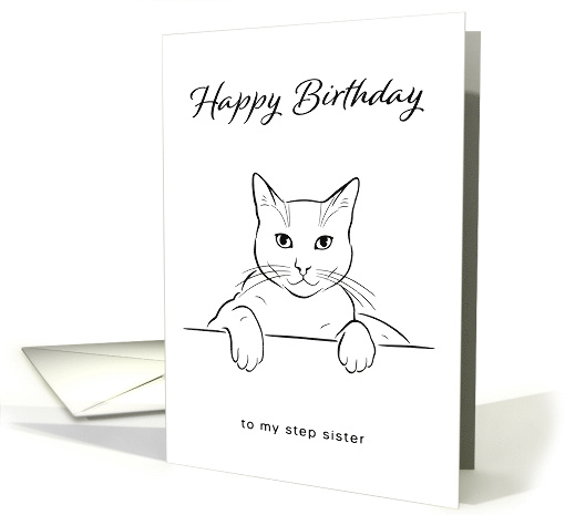 Step Sister Birthday with Minimalist Black and White Cat... (1859284)