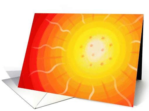 Any Occasion Bright Yellow Orange Folk Art Sun Painting Blank card