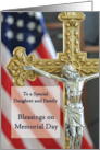 Daughter and Family Memorial Day Blessings with Cross and Flag card