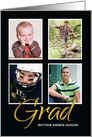 Graduation For Son Four Photo Customizable Announcement Black and Gold card