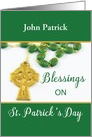 St. Patrick’s Day Rosary Customizable Name Religious Cross card