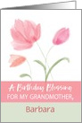 Grandmother Custom Name Religious Birthday Blessing Pink Flowers card