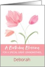 Great Grandmother Custom Name Religious Birthday Blessing Pink Flowers card