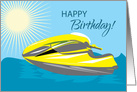 Personal Watercraft Birthday Sunny Yellow in Blue Water card