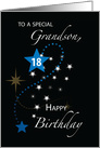 Grandson 18th Birthday Star Inspirational Blue and Black card