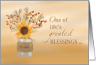 Blessing of Friends at Thanksgiving Sunflower in Vase card