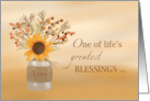 My Twin is a Blessings at Thanksgiving Sunflower in Vase card
