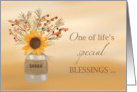 Girlfriend Customizable Name Blessing at Thanksgiving Sunflower Vase card