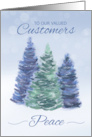 To Customers Holiday Peace with Evergreen Trees card