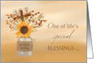 Minister and His Wife Blessings at Thanksgiving Sunflower in Vase card
