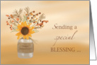 Anniversary on Thanksgiving Blessings Sunflower in Vase card