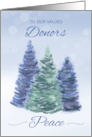 To Donors Holiday Peace with Evergreen Trees card