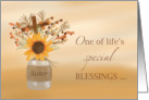 Nun Sister Blessings at Thanksgiving Sunflower in Vase card