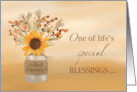 Customers Blessings at Thanksgiving Sunflower in Vase card