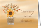 Vendor Blessing at Thanksgiving Sunflower in Vase card