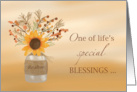 Real Estate Agent Blessing at Thanksgiving Sunflower in Vase card