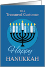 For Business Customer Hanukkah Menorah on Dark Blue card