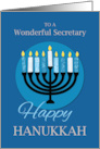 For Secretary Hanukkah Menorah on Dark Blue card