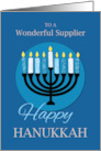 For Supplier Hanukkah Menorah on Dark Blue card