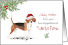 Christmas From Beagle Dog in Funny Santa Hat card
