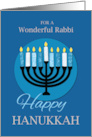 For Rabbi Hanukkah Menorah on Dark Blue card
