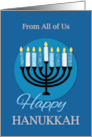 From All of Us Hanukkah Menorah on Dark Blue card