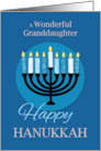 For Granddaughter Hanukkah Menorah on Dark Blue card